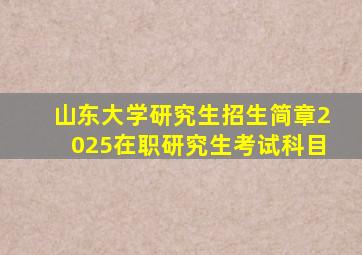 山东大学研究生招生简章2025在职研究生考试科目