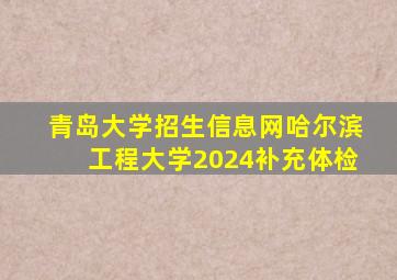 青岛大学招生信息网哈尔滨工程大学2024补充体检